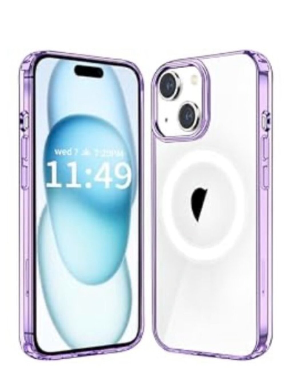 Brand New iPhone 15 Plus Clear Purple MagSafe & Shockproof Case